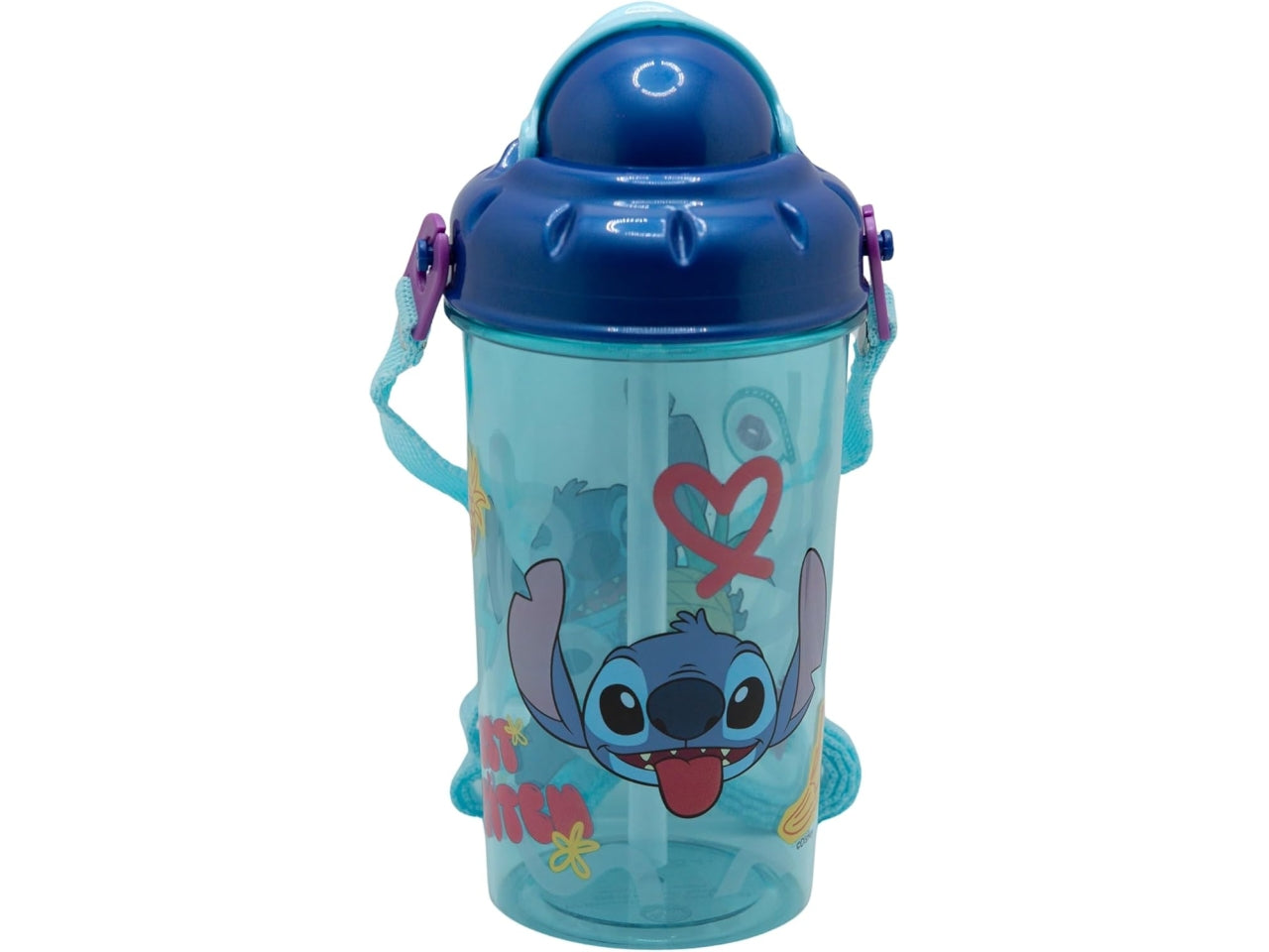 Stitch borraccia con cannuccia push up 465ml