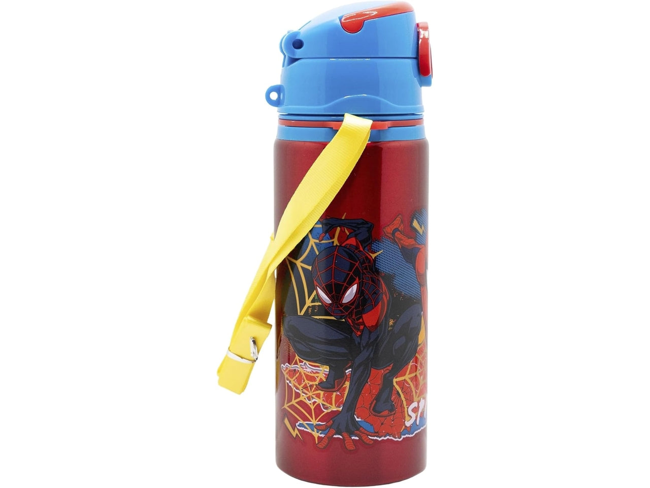 Spiderman borraccia in alluminio pop up con cannuccia e tracolla 730ml