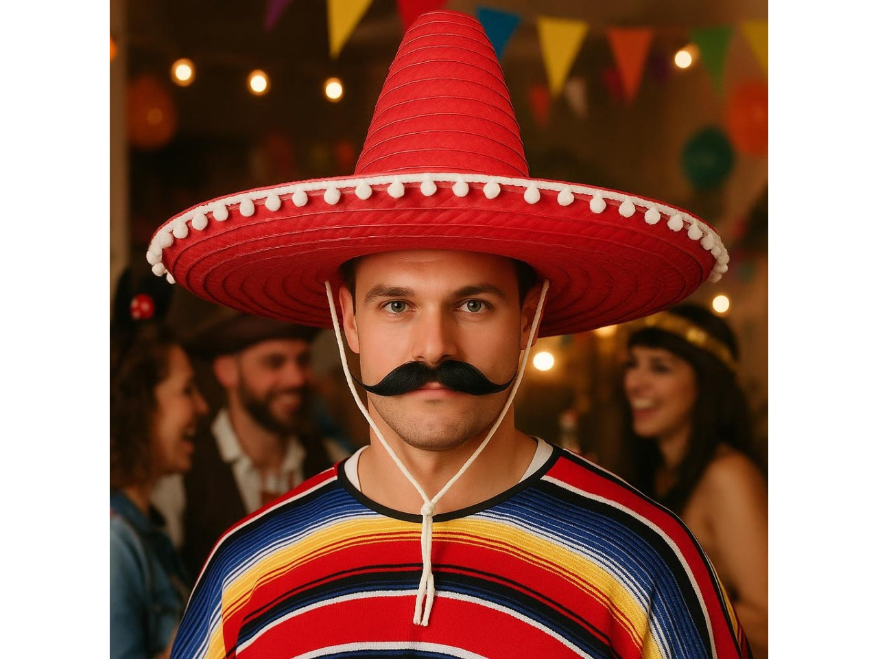 Cappello sombrero in paglia 60cm rosso