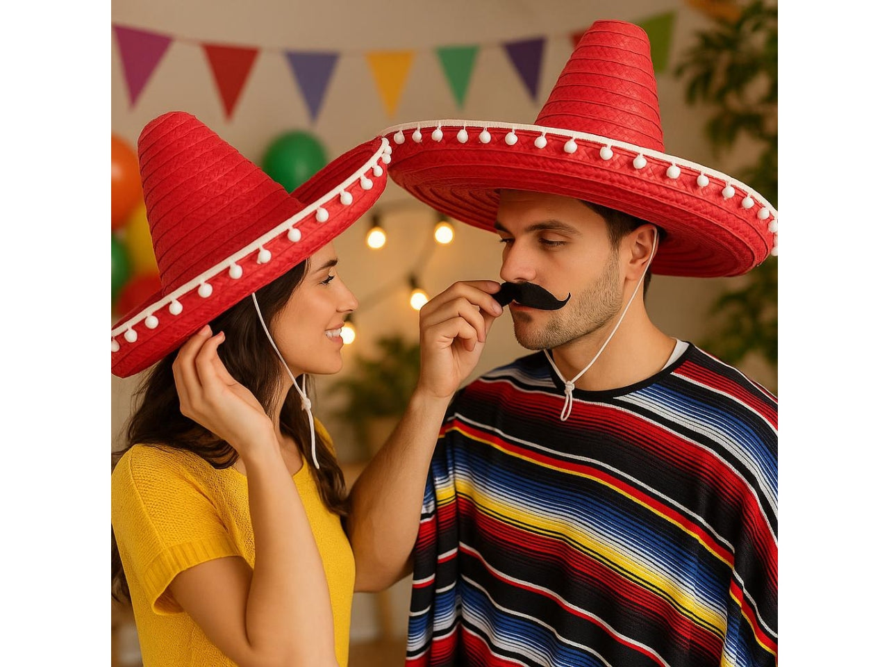 Cappello sombrero in paglia 60cm rosso