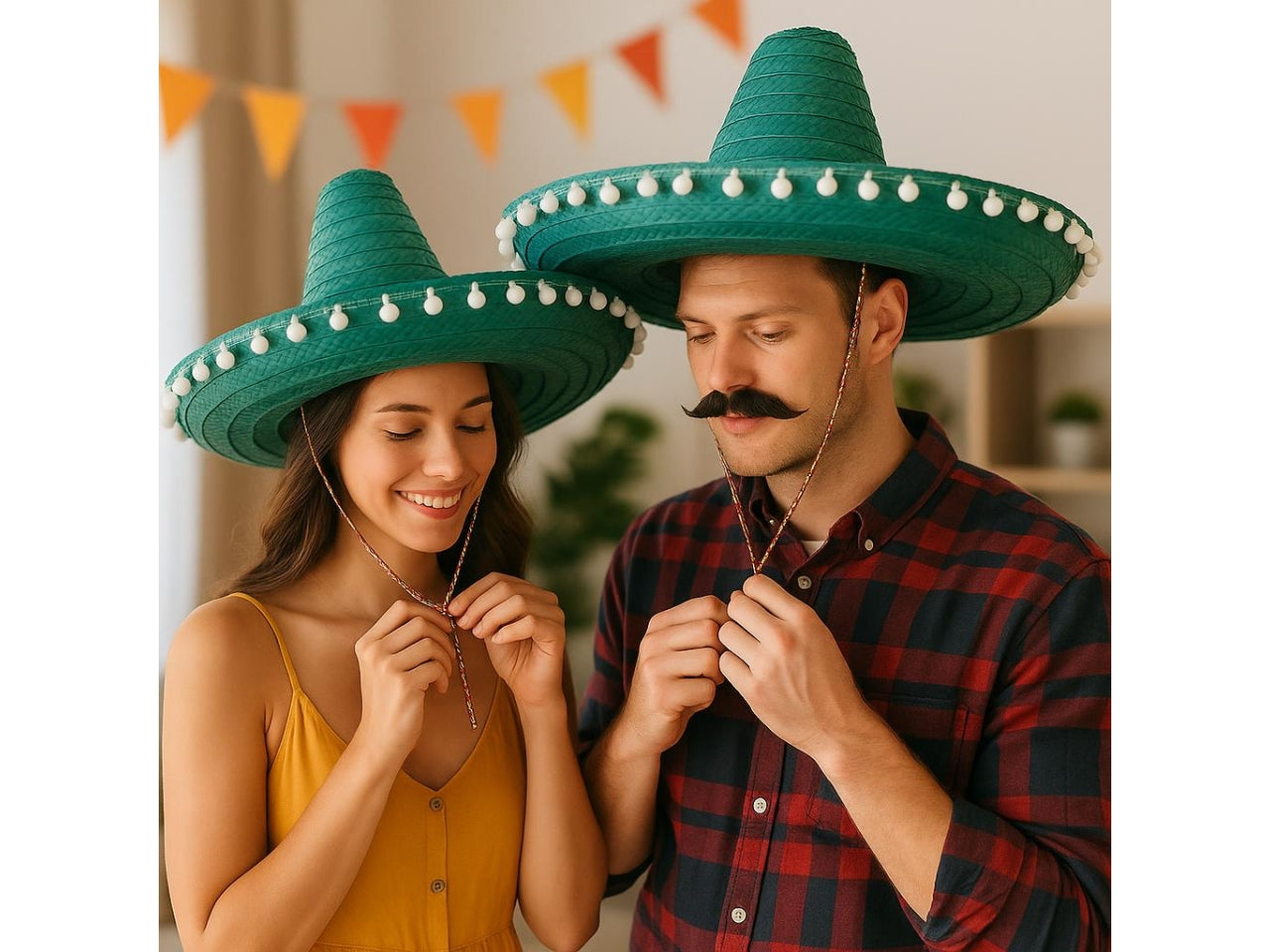 Cappello sombrero in paglia 60cm verde