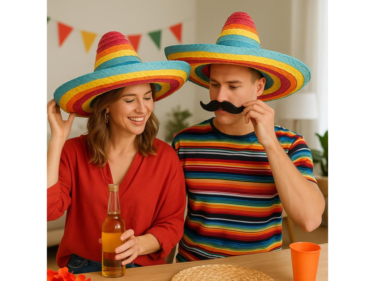 Cappello sombrero in paglia 50cm multicol