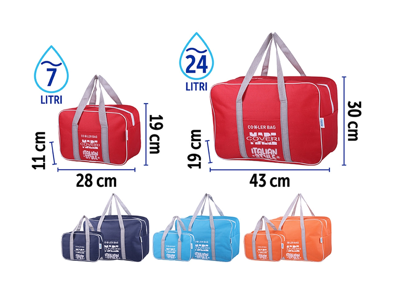 Set borsa frigo 2pz 24l+7l 4 assortiti