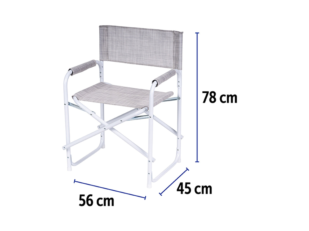 Sedia regista acciaio/textilene 56x45x78 grigia