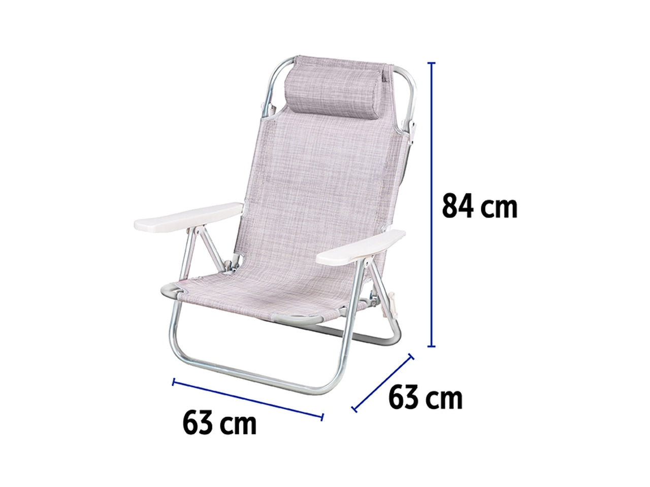 Spiaggina real 5 posizioni alluminio/textilene 63x63x84 grigia