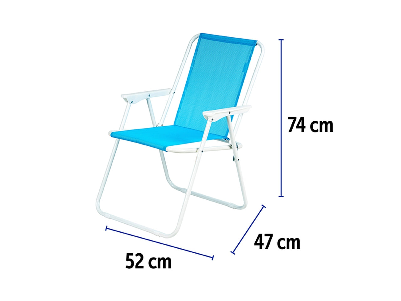 Spiaggina pieghevole acciaio/textilene 52x47x74cm azzurra