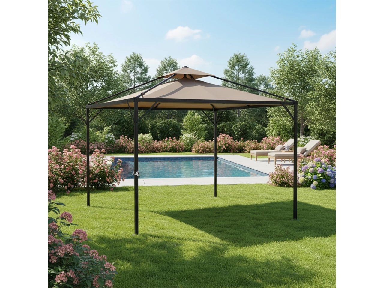 Gazebo ombrellone 3x3mt in tessuto poliestere ecrÃ¹ e struttura antracite