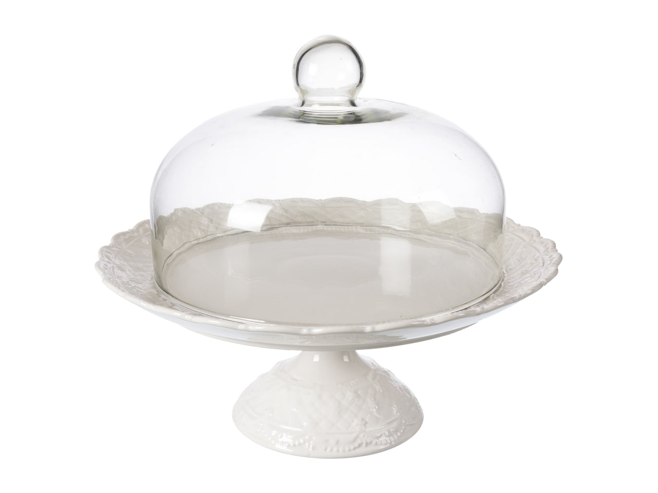 Alzata lace c/cupola vetro d.33xh.34cm