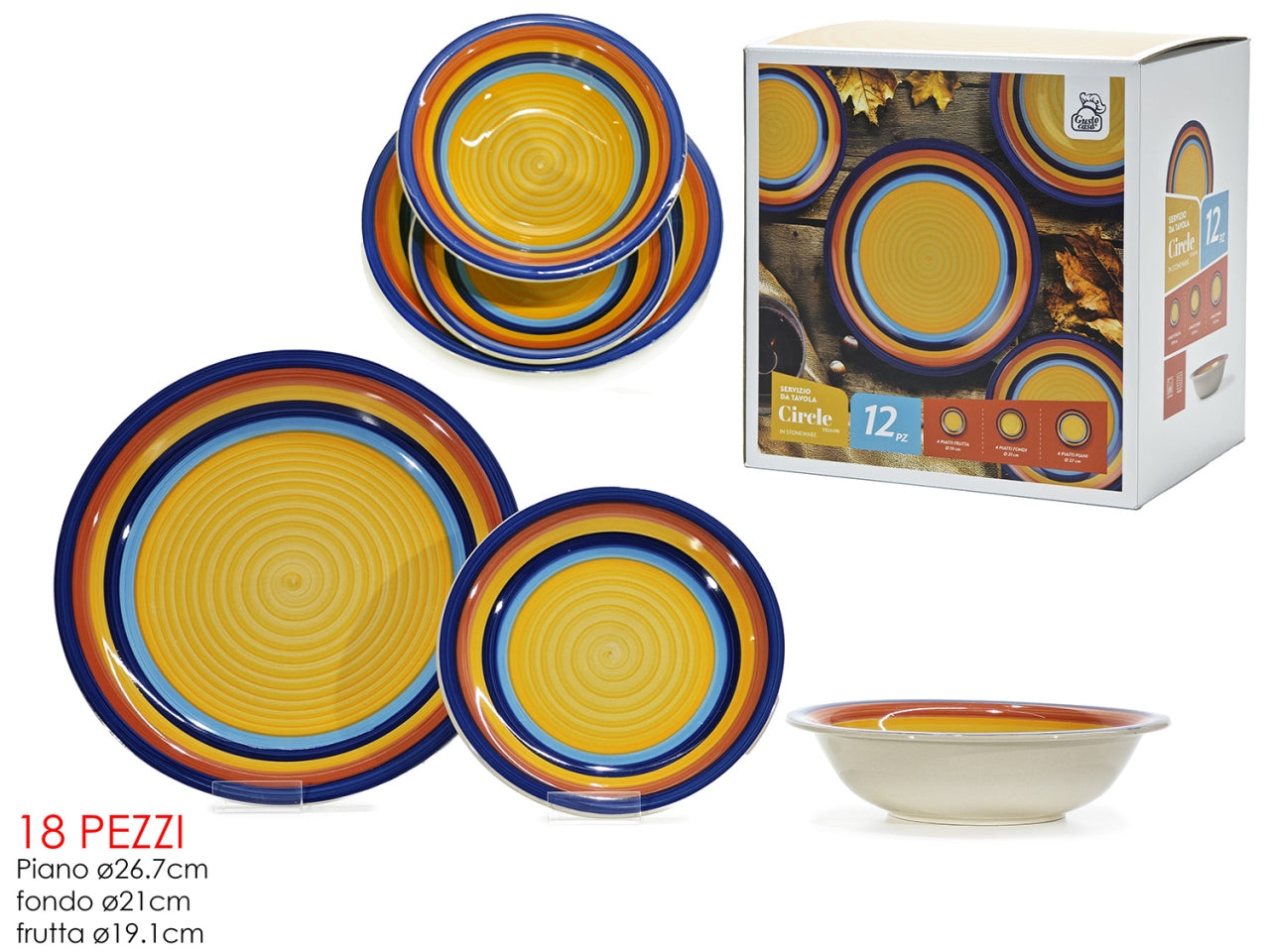 Servizio piatti Circle da 18 pezzi giallo