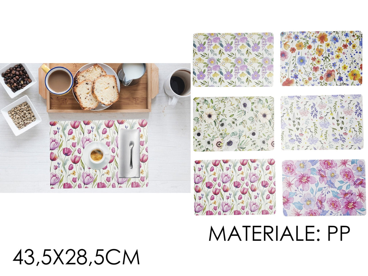 Tovaglietta in ppl 43,5x28,5cm in 6 assortimenti