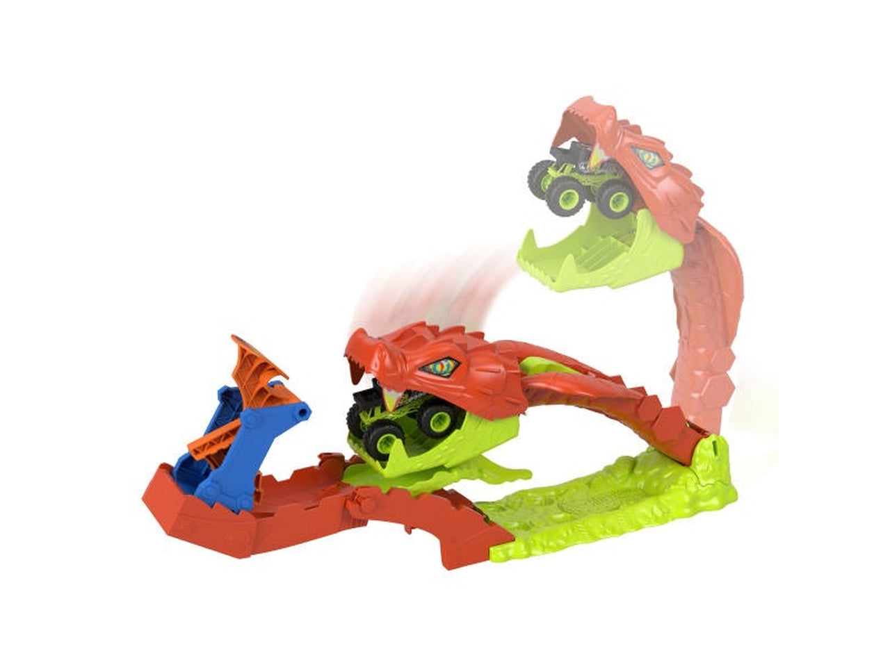 Hot Wheels monster truck snake slam takedown pista serpente