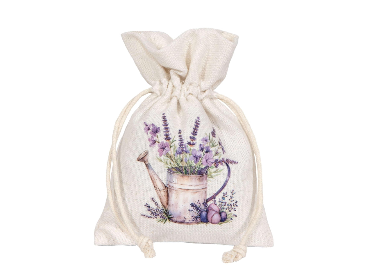 Sacchetto 10x14cm in cotone bianco con lavanda