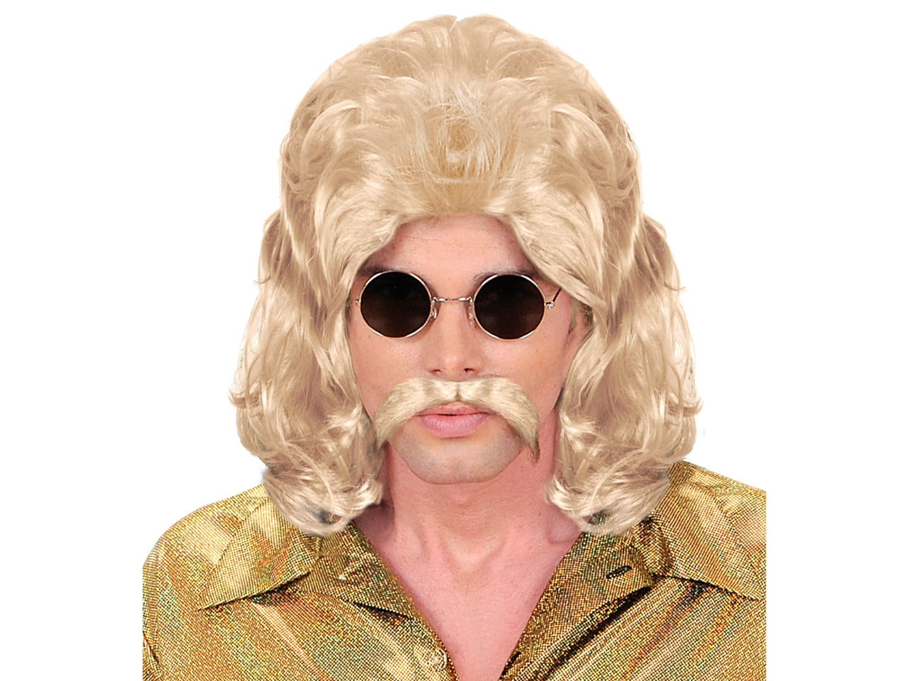 Parrucca e baffi uomo anni 70 bionda