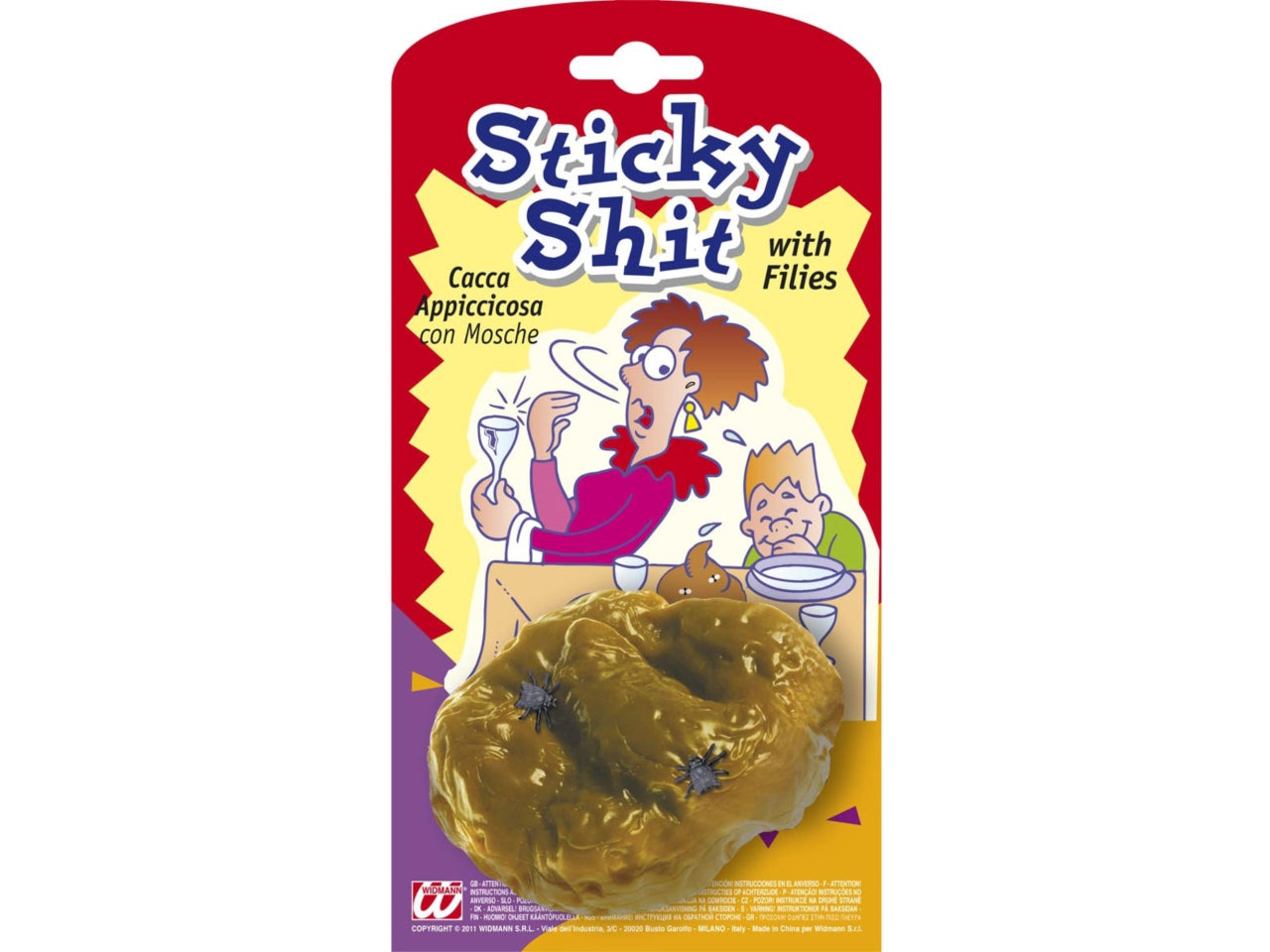 Scherzo cacca appiccicosa con mosche