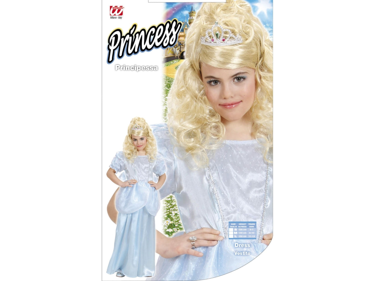 Costume principessa azzurra 140cm 8-10 anni