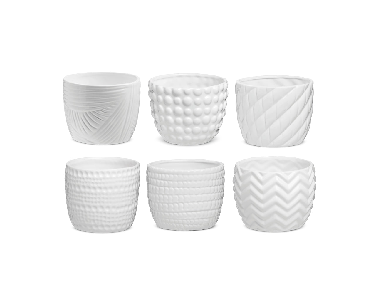 Cachepot d.12,2xh.9,8cm bianco in 6 assortimenti