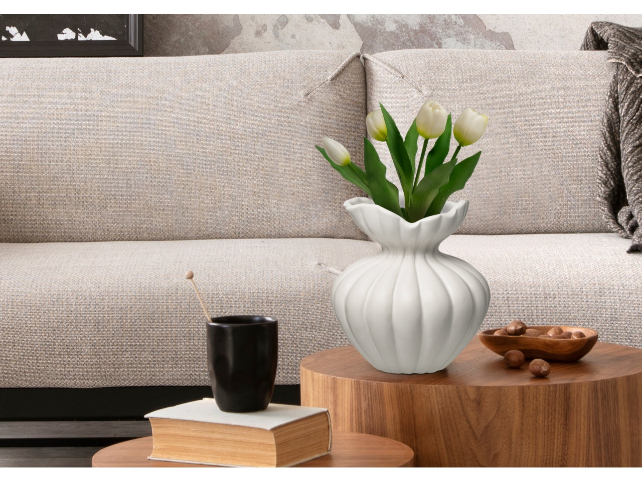 Baptiste vaso h.19xd.15cm bianco