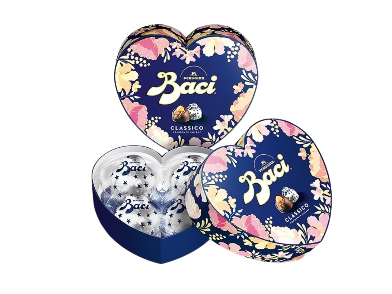 Baci cuore floreale con baci 50gr