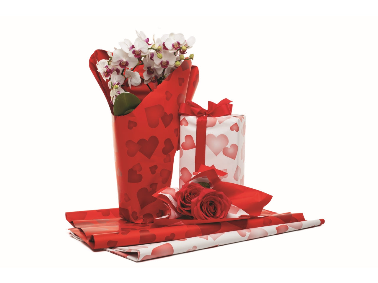 Bobina babe double face 1x25mt cuori con fondo rosso