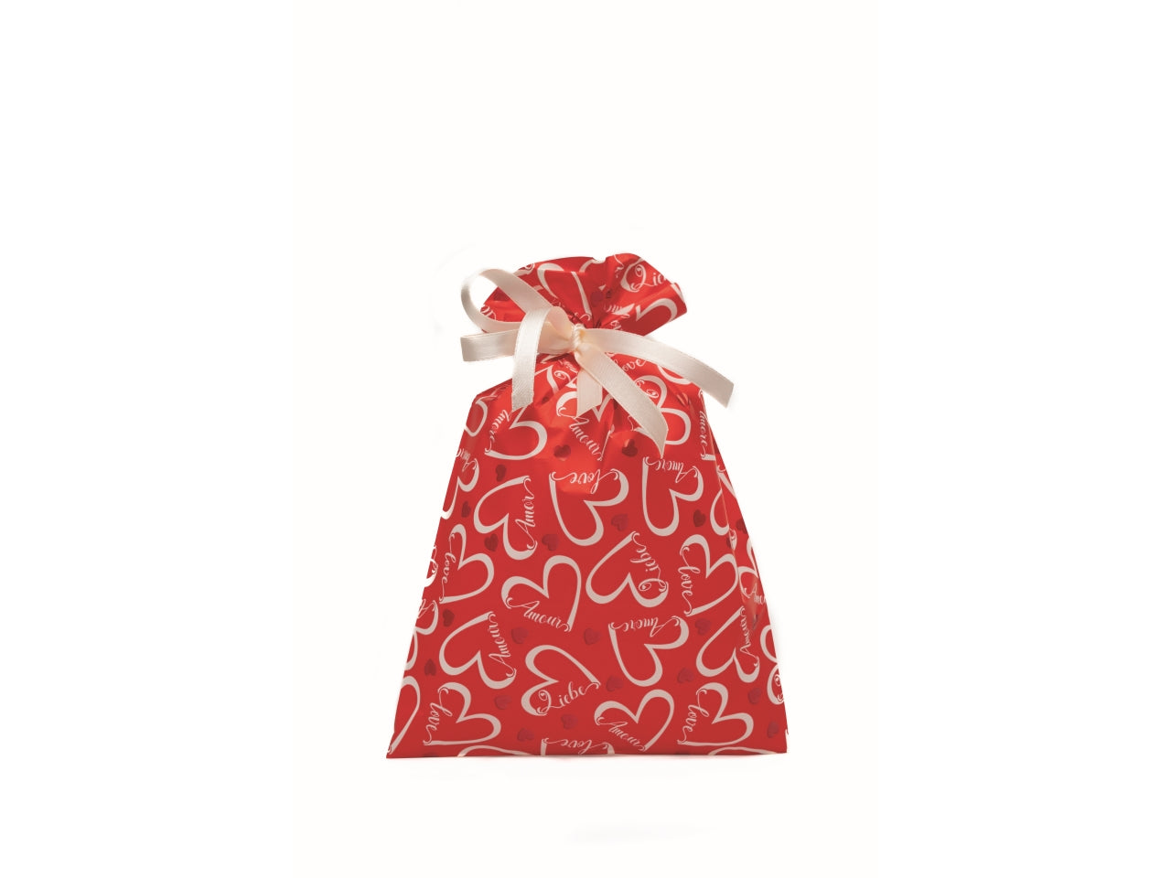 Buste love heart 20x32cm, confezione da 50 pezzi fondo rosso