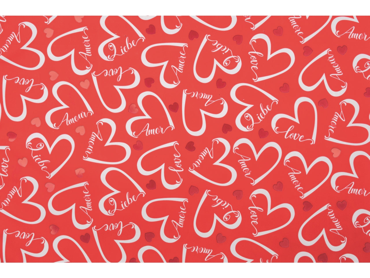 Buste love heart 16x25cm, confezione da 50 pezzi fondo rosso
