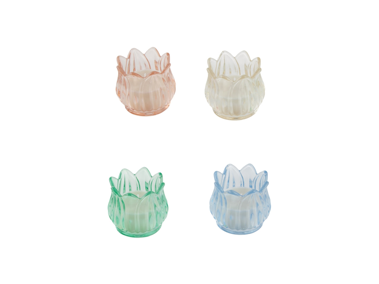 Vasetto fiore in vetro con candela 6cm in 4 assortimenti di colore