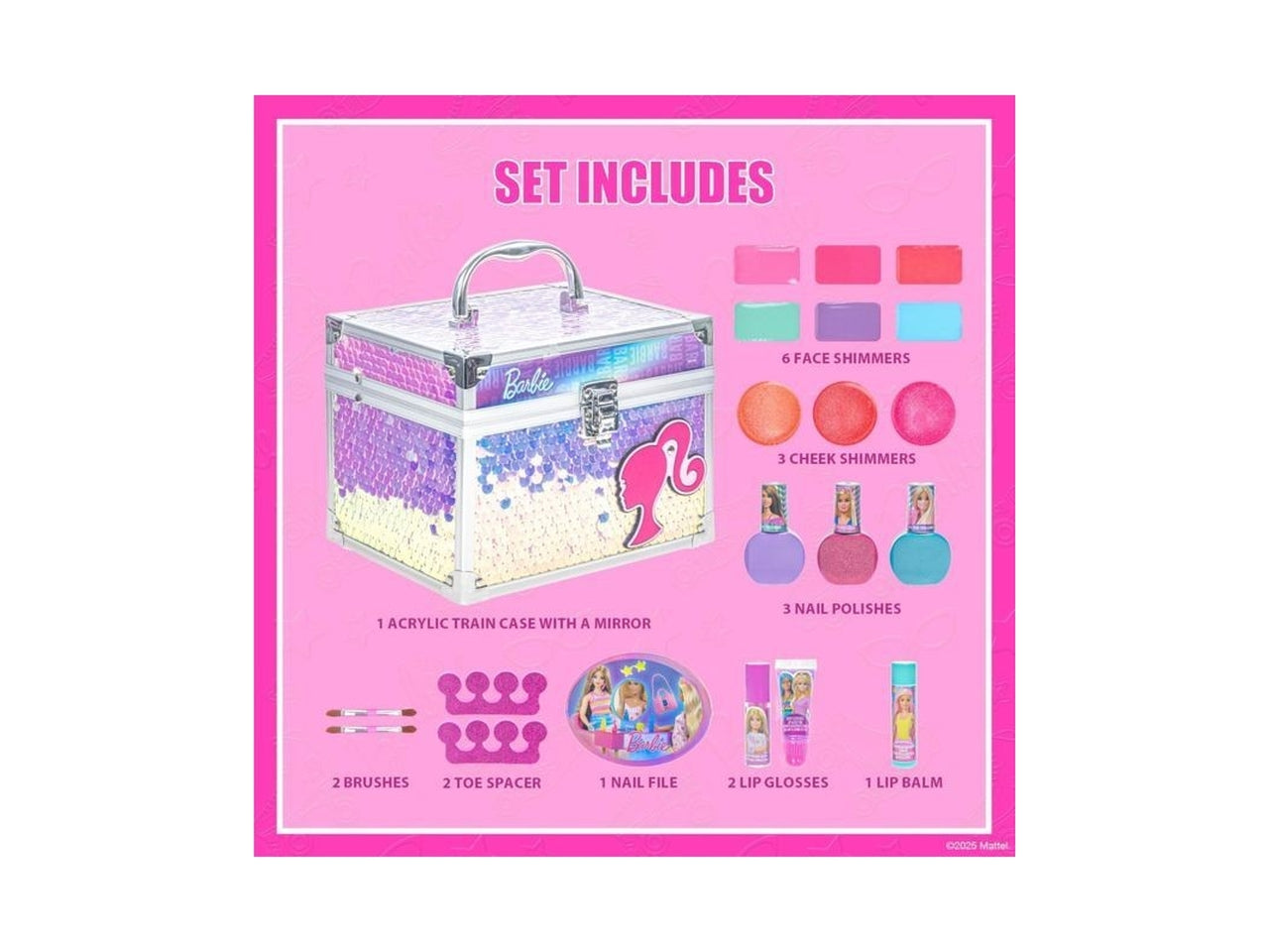 Barbie lip balm with train case 4 pz.