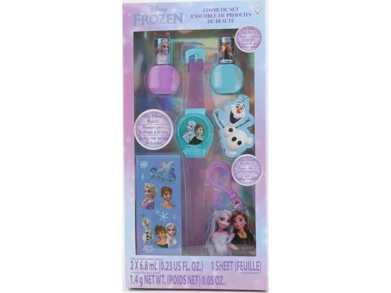 Frozen nail polish with lip gloss watch