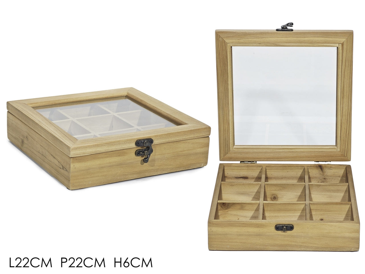 Portatisane in legno 9 scomparti 22x22xh6cm