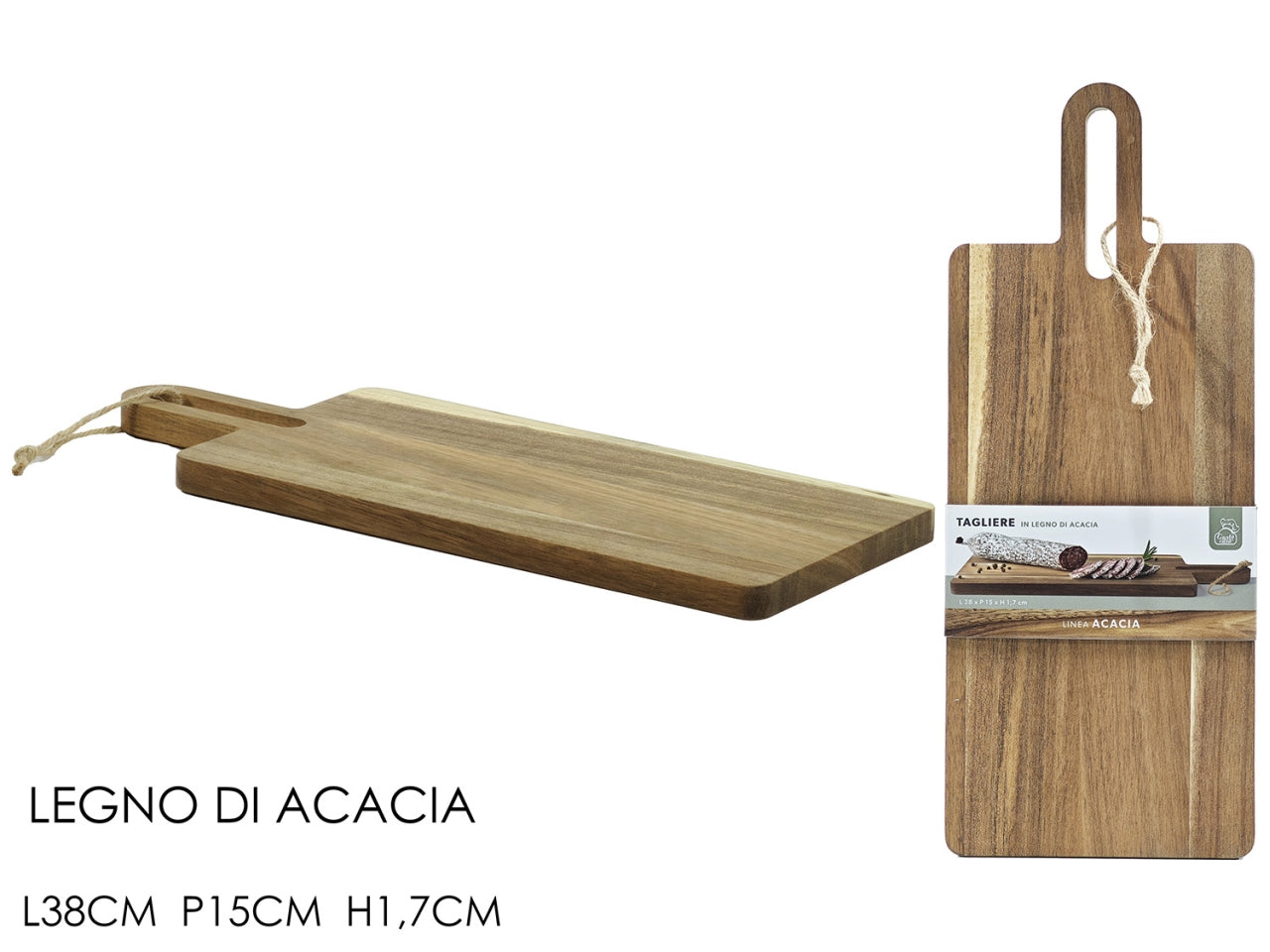 Tagliere di acacia rettangolare 38x15cm