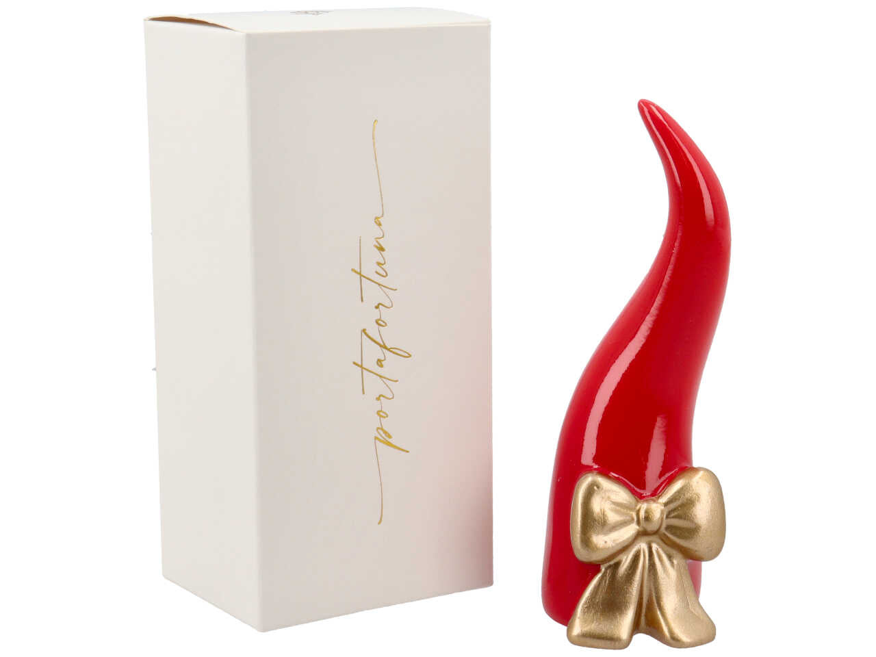 Cornetto rosso con fiocco oro e scatola h.120cm