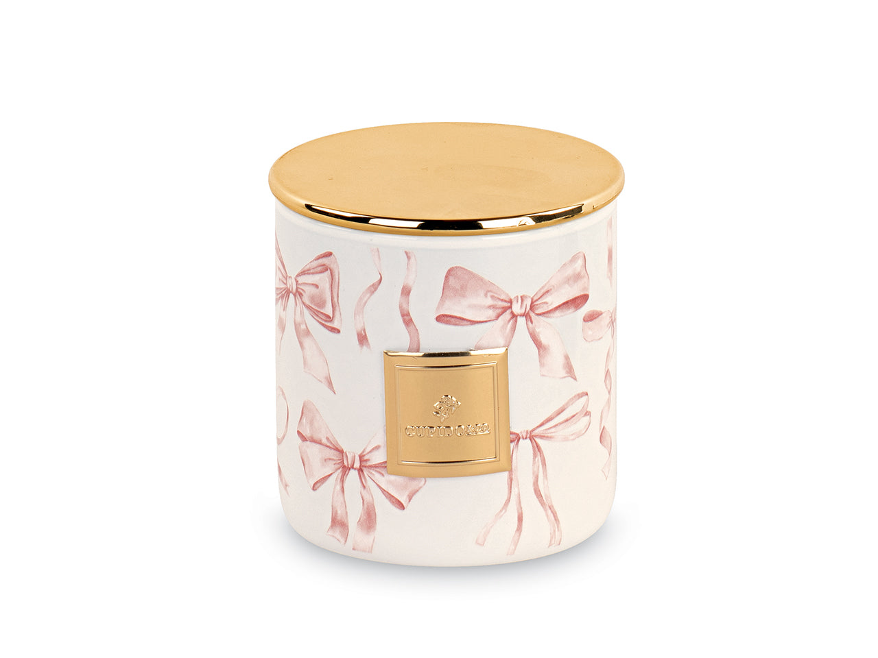 Candela vetro fiocchi rosa con scatola d.60xh.65cm
