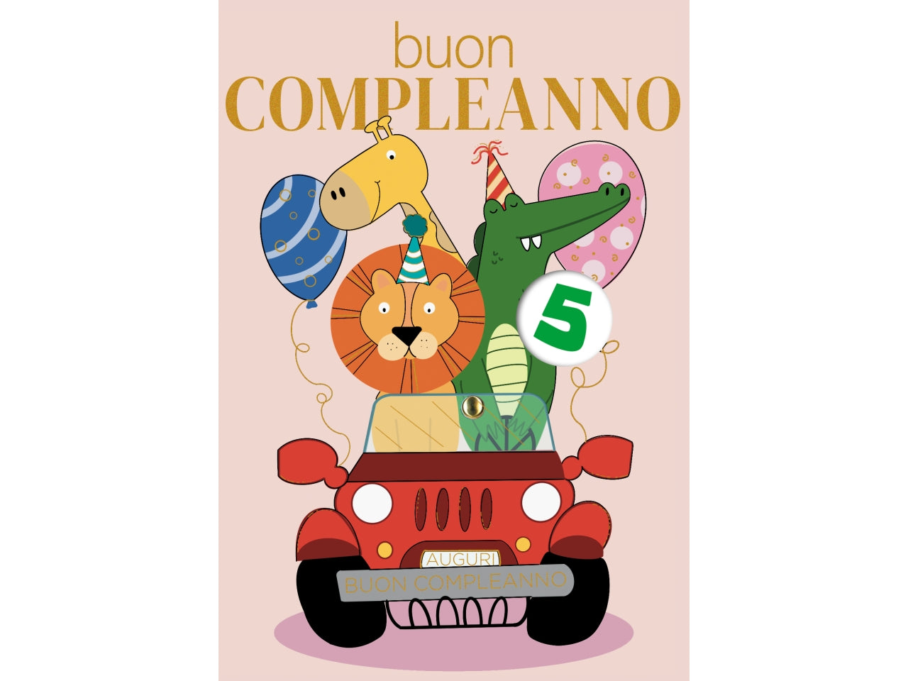 Biglietto buon compleanno bimbi con rotella 1-9 anni auto