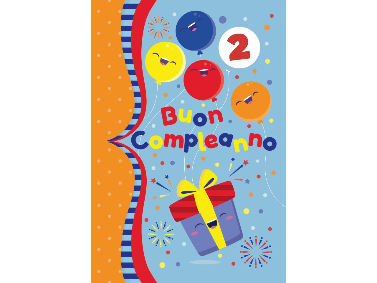 Biglietto buon compleanno bimbi con rotella 1-9 anni palloncini