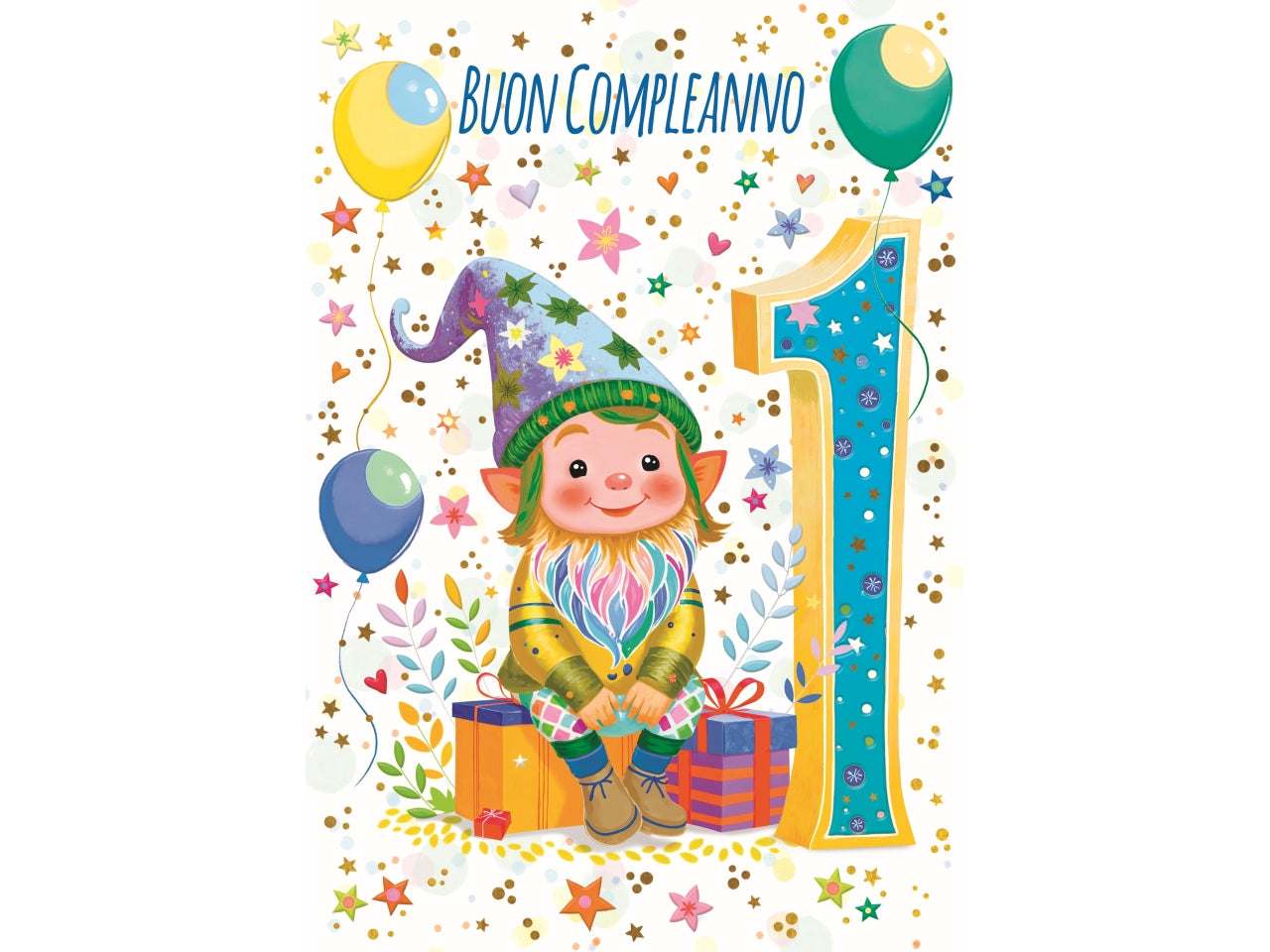 Biglietto buon compleanno 1Â° anno gnomo