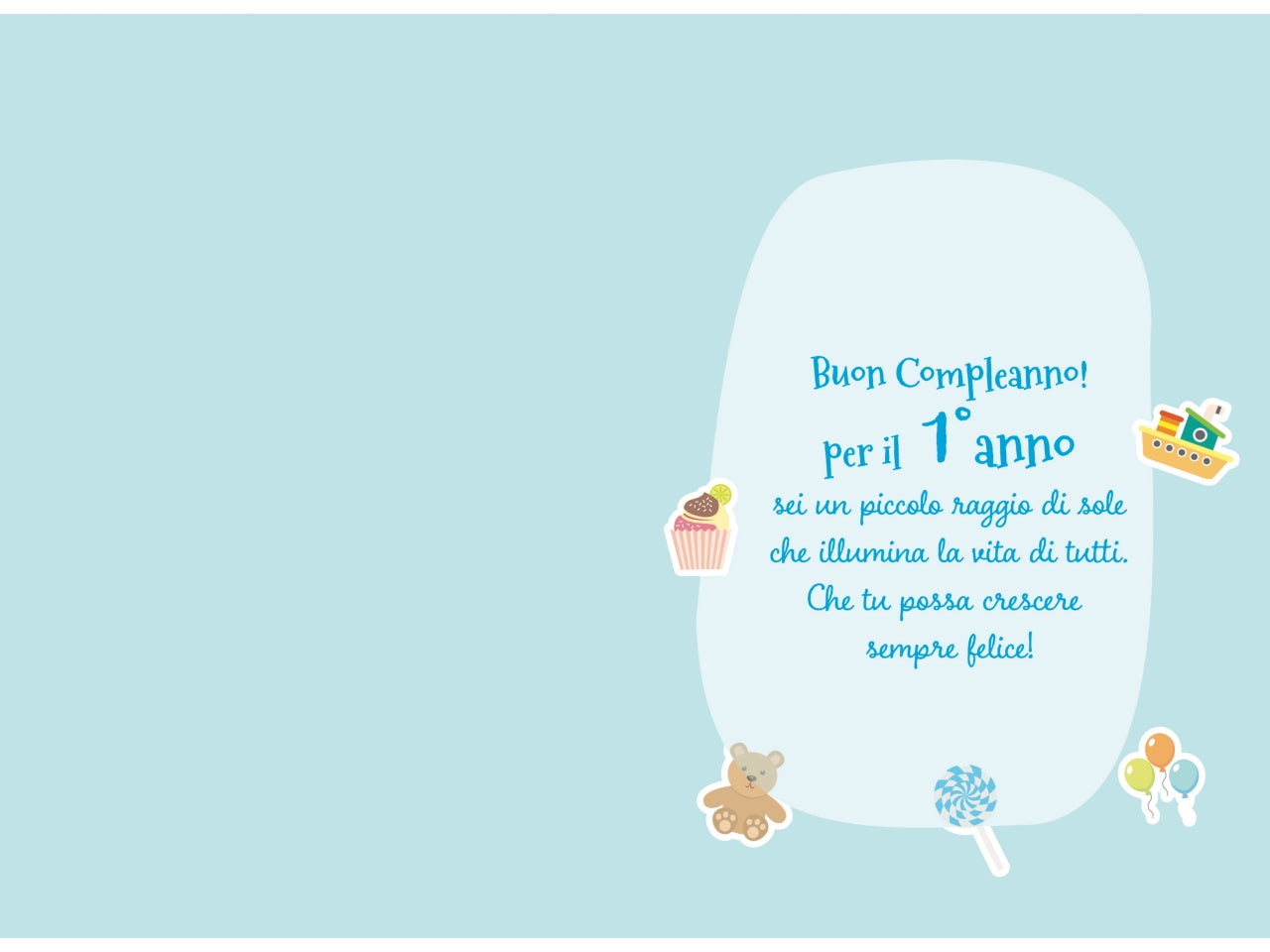Biglietto buon compleanno 1Â° anno azzurro
