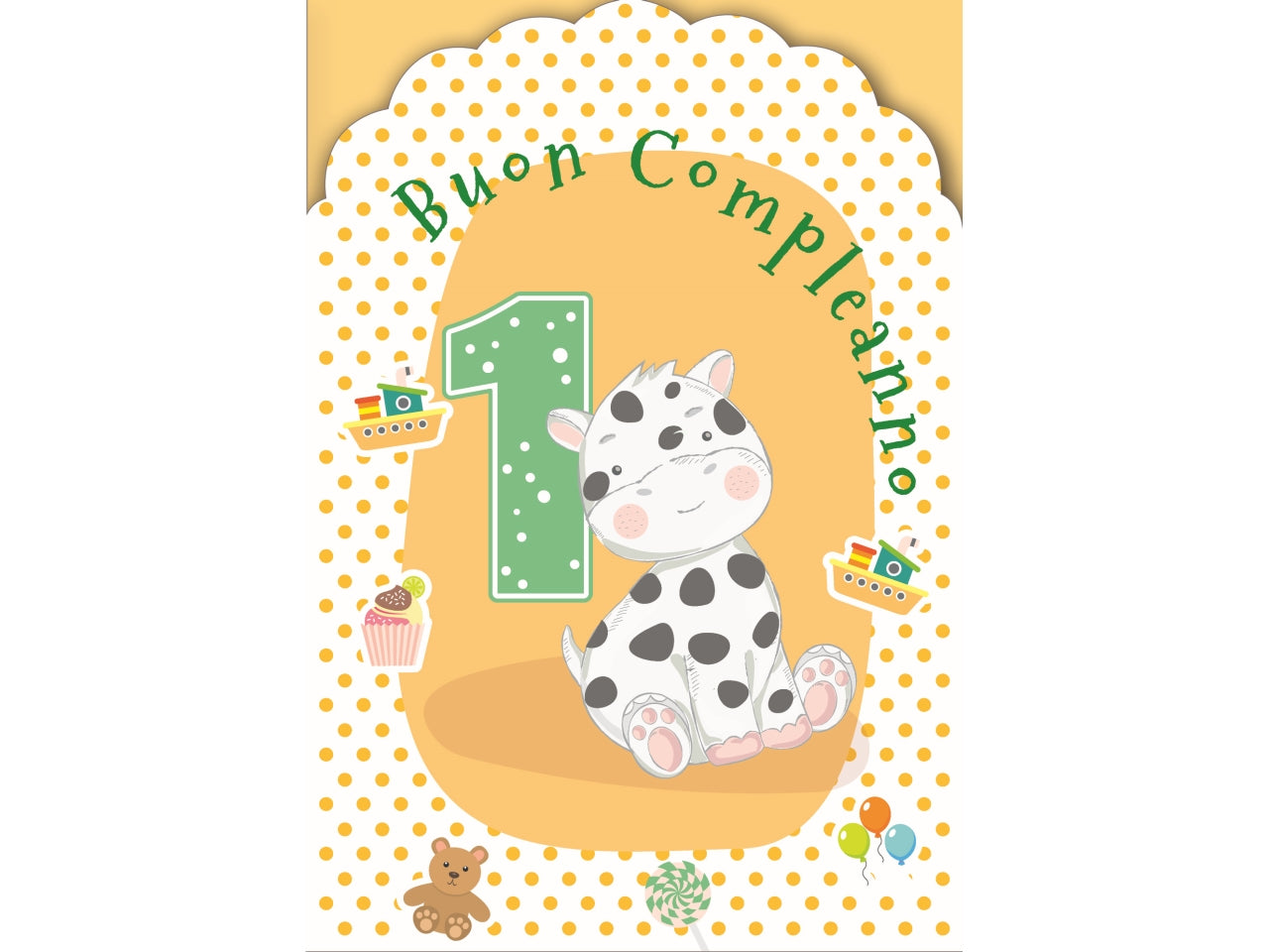 Biglietto buon compleanno 1Â° anno verde