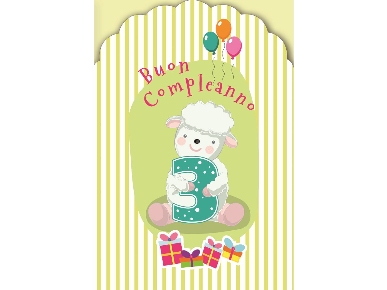Biglietto buon compleanno 3Â° anno