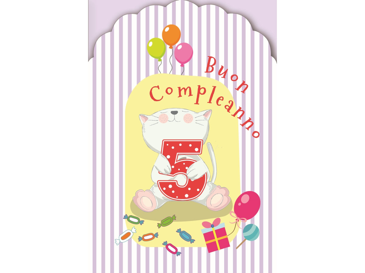 Biglietto buon compleanno 5Â° anno