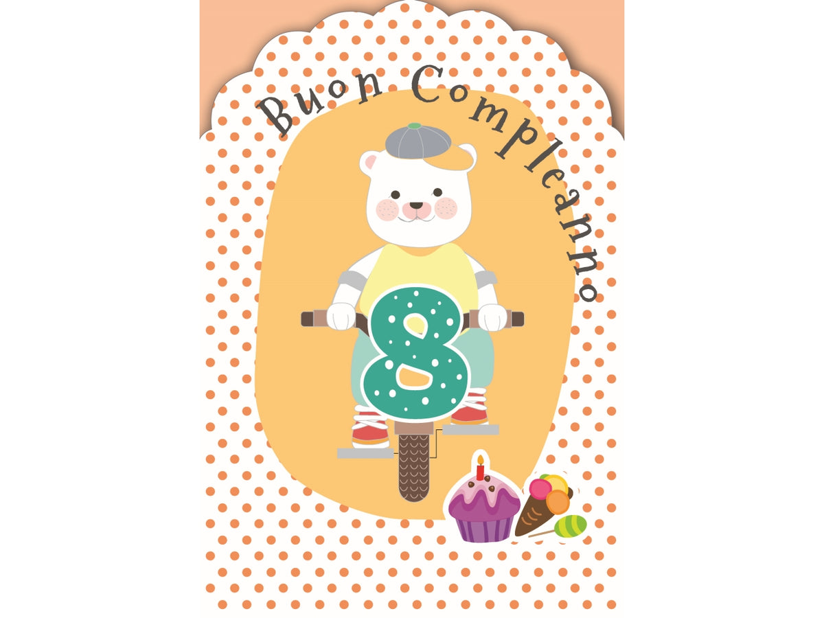 Biglietto buon compleanno 8Â° anno