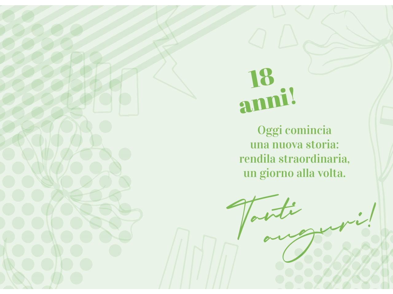 Biglietto buon compleanno 18 anni verde