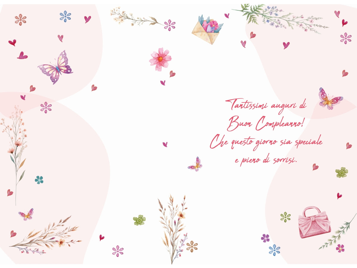 Biglietto buon compleanno doppia rotella femminile mese-giorno