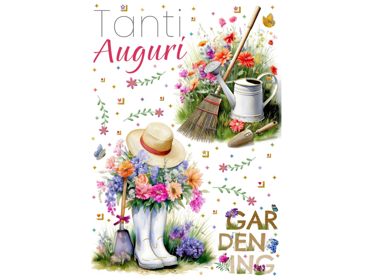 Biglietto tanti auguri gardening