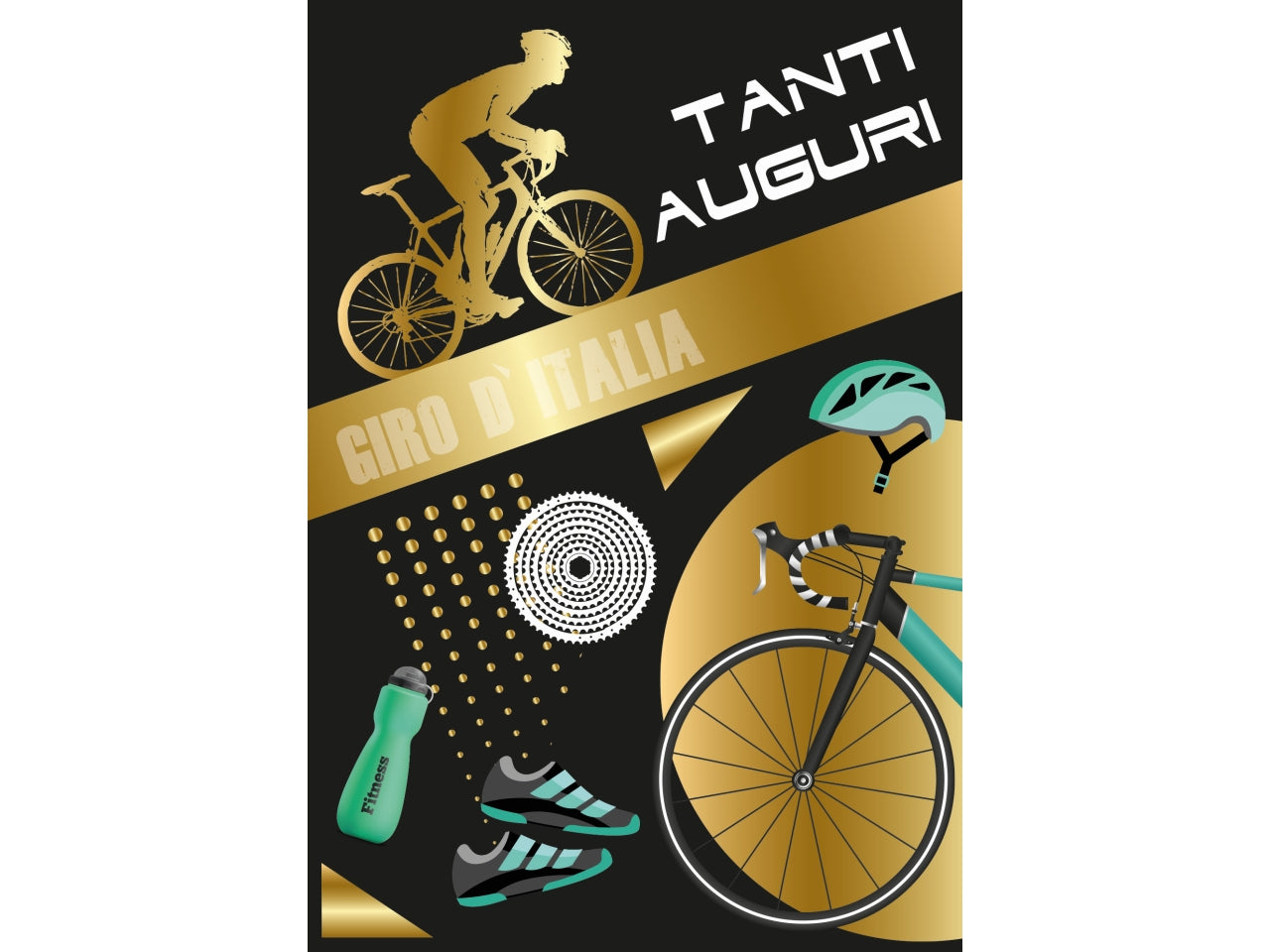 Biglietto tanti auguri black maschile bici