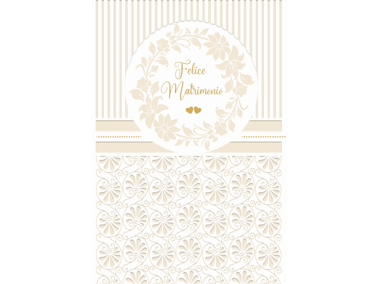 Biglietto felice matrimonio oro e perla