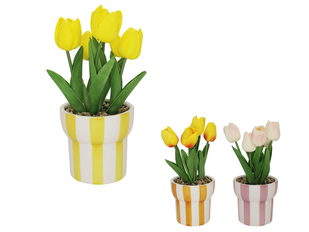 Vaso in ceramica con tulipani 21x11cm, assortiti