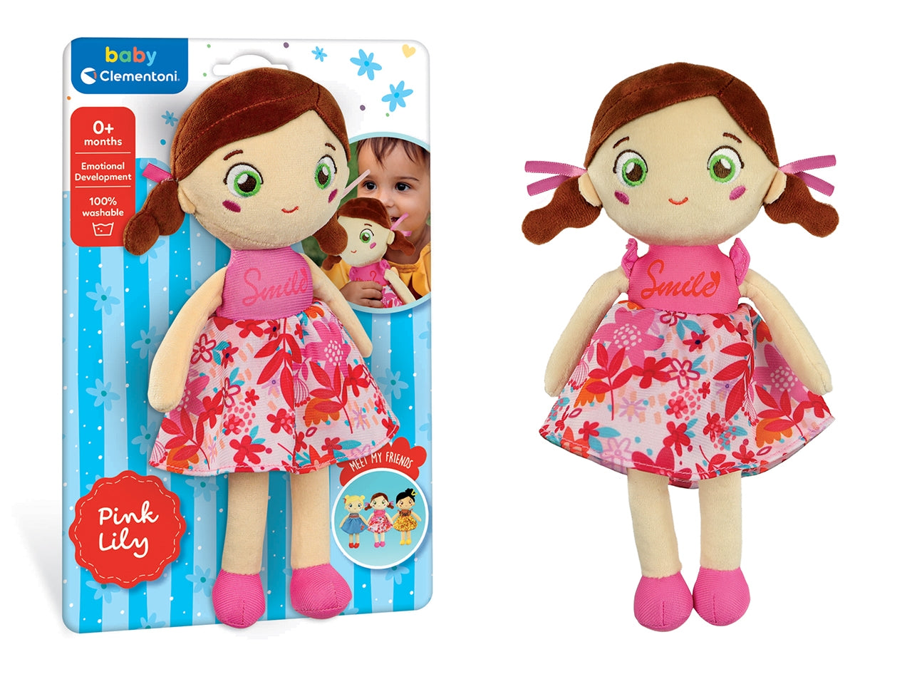 Baby Clementon Plush Soft Doll Pink Lily