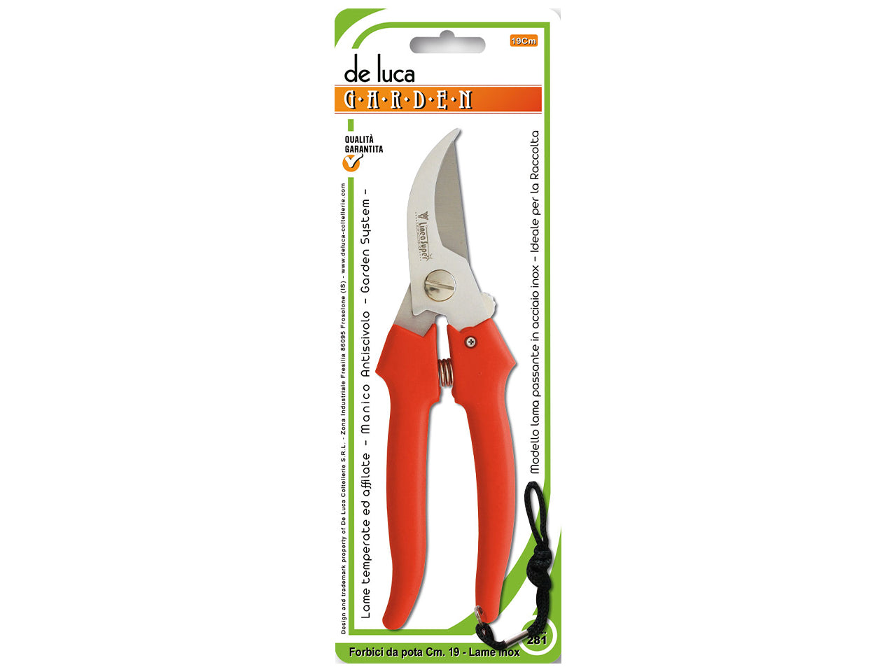 Forbici giardino inox manico in plastica 19cm