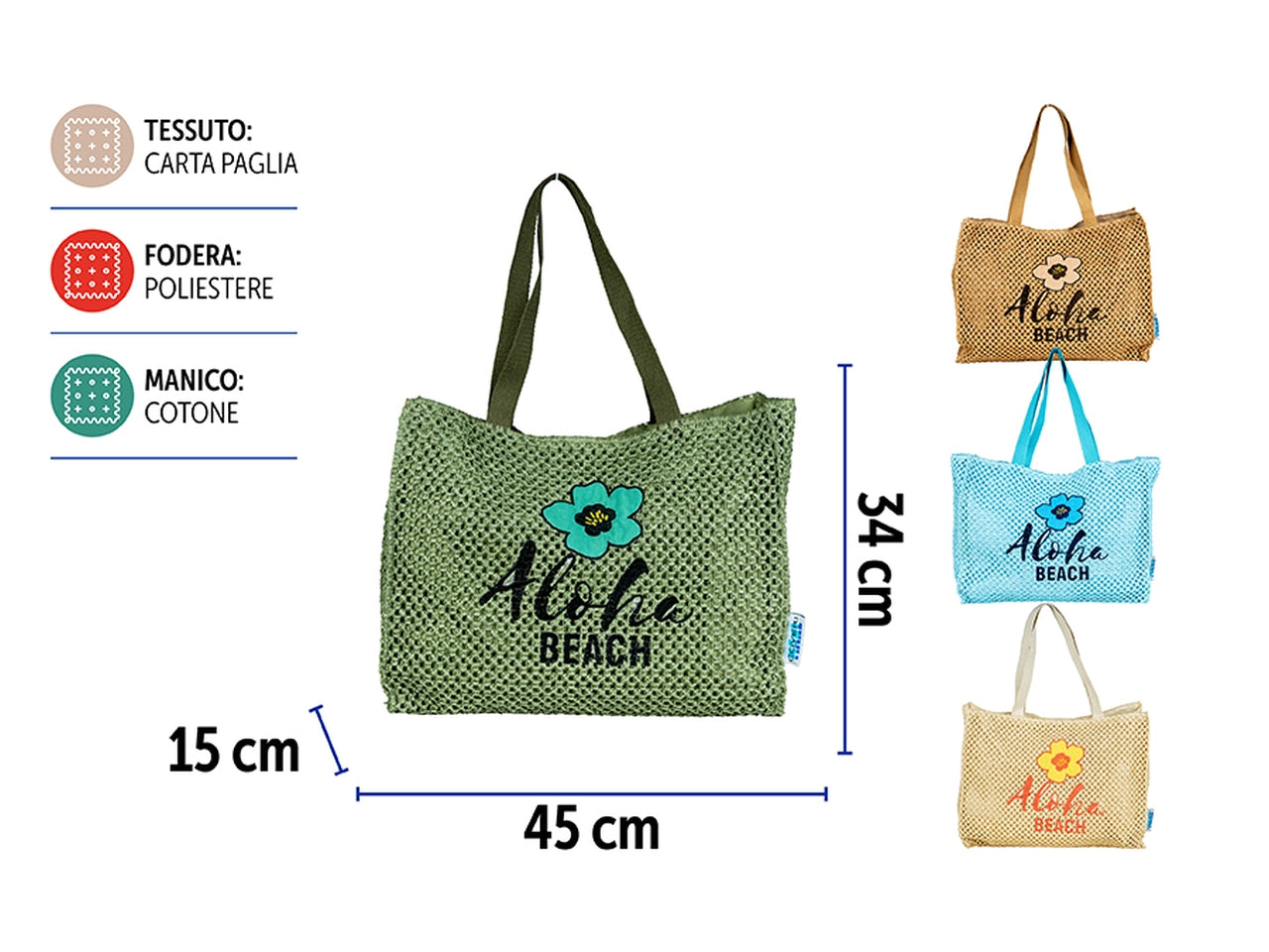 Borsa mare 45x15x34cm m.15894 in 4 assortimenti