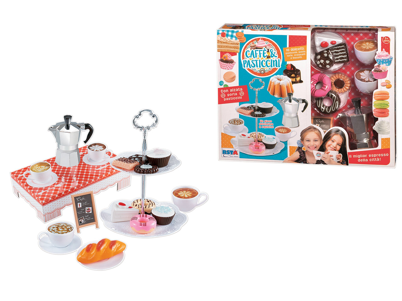Gioco caffe e pasticcini con moka